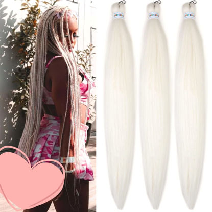 Picture of Leticia 30Inch White Braiding Hair Pre stretched Kanekalon Braiding Hair Pre stretched Braids Hair