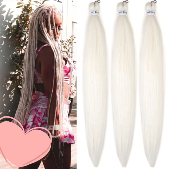 Picture of Leticia 30Inch White Braiding Hair Pre stretched Kanekalon Braiding Hair Pre stretched Braids Hair