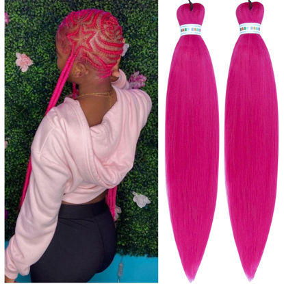 Picture of Leticia Magenta Pink Pre streched Braiding Hair Easy to Use Pre feathered Braiding Hair