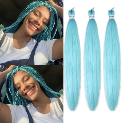 Picture of Leticia Pastel Mint Braiding Hair Pre Stretched Kanekalon Prestretched Braiding Hair
