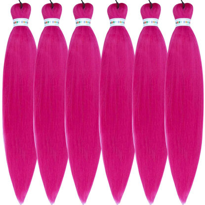 Picture of Leticia Magenta Pink Pre streched Braiding Hair Easy to Use Pre feathered Braiding Hair