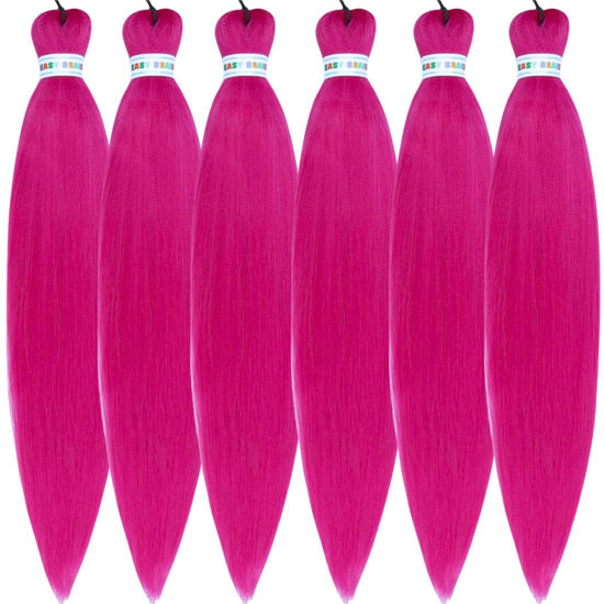 Picture of Leticia Magenta Pink Pre streched Braiding Hair Easy to Use Pre feathered Braiding Hair