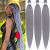 Picture of Gray Braiding Hair Pre stretched Prefeathered Braiding Hair Extension