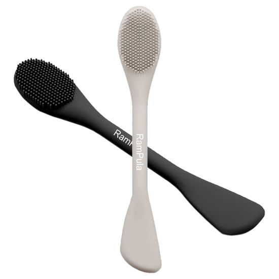 Picture of Face Mask Brush Applicator, Mask Brushes For Facials Cleansing & Exfoliating, Facial Clay Mask Applicator Tool Silicone Mask Spatula Cream Skincare For Apply Cream, Lotion, Mud, Clay (Black+Starlight)