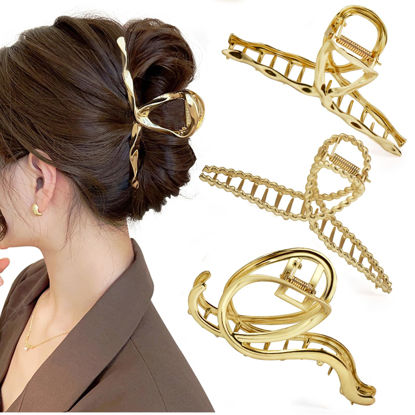 Picture of Mehayi 3 PCS Metal Large Hair Claw Clips for Thick Heavy Hair, Big Non-Slip Hair Catch Barrette Jaw Clamp, Strong Hold Claw Barrettes for Long Hair, Fashion Hair Styling Accessories for Women Girls