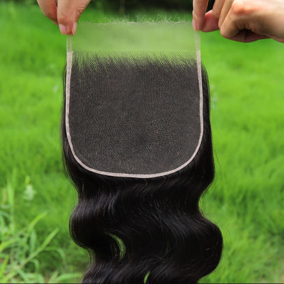 Picture of BEEOS 6x6 HD Lace Closure Only, Body Wave 0.10mm Ultra-thin Swiss HD Lace Closure Pre Plucked Hairline with Baby Hair Invisible Melted Clear HD Lace Closure Natural Black Human Hair Closure 14 Inch