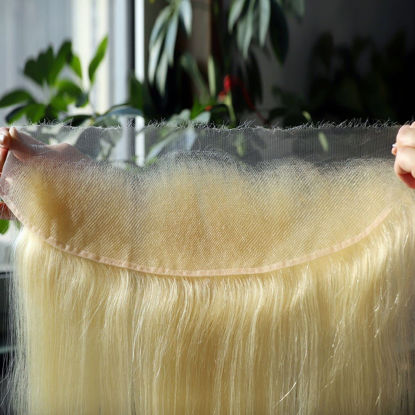 Picture of BEEOS 13x4 SKINLIKE Real HD Lace Frontal Only, #613 Blonde 0.10mm Ultra-thin Melted Lace Pre Plucked Clean Hairline Invisible Lace Human Hair Frontal Piece Silky Straight 18 Inch