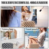 Picture of ZLFSRQ 2Pcs Checkered Makeup Bag for Women Medium Travel Cosmetic Bag Makeup Pouch for Purse Zipper Toiletry Bag Organizer Cute Y2K Aesthetic Trendy Adults Makeup Brushes Storage Case(Black/Brown)