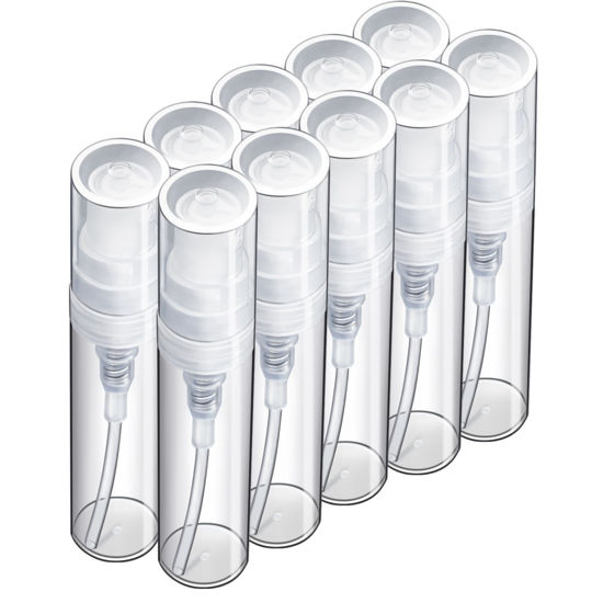 Picture of Fandamei 3ml Mini Spray Bottle, 10 Pack 3ml Mini Clear Plastic Spray Bottle Empty, Fine Mist Refillable Mini Perfume Bottle, Perfume Atomizer, Small Empty Sample Containers for Travel Portable