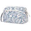 Picture of Narwey Large Women Makeup Bag Wide-open Make up Bag Travel Cosmetic Organizer Toiletry Bag for Cosmetics Toiletries Accessories (Blue Leaf)