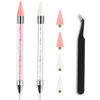 Picture of Kaychan Rhinestone Picker Tool 2 Acrylic Handle Rhinestones Applicator Dual-Ended DIY Nail Art Tool with 4 Extra Wax Tips and 1 Tweezer