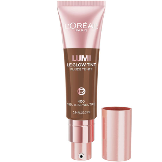 Picture of L’Oréal Paris Lumi Le Glow Skin Tint, Lightweight Water-Based Tinted Serum with Foundation-Like Coverage, Glow Illuminator, Neutral 400, 0.85 Fl Oz
