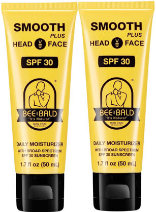 Picture of Bee Bald SMOOTH PLUS Daily Moisturizer with SPF 30 Broad Spectrum Sunscreen Tones, Hydrates & Moisturizes While Protecting Skin From Harmful UVA/UVB Rays, 1.7 Fl Oz (Pack of 2)