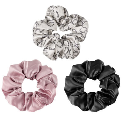 Picture of OLESILK 100% Mulberry Silk-Scrunchies for Hair Sleep, Women Grils Silk Hair Ties for Frizz & Breakage Curly Hair, No Damage, Elastics Ponytail Holder, 3 Pack