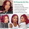 Picture of 99J Burgundy Bob Wig Human Hair 13x4 Frontal Lace Wig 14 Inch Body Wave HD Lace Front Wigs Human Hair Pre Plucked 180% Density Glueless Wine Red Bob Wigs for Women Human Hair (99J Burgundy, 14 Inch)