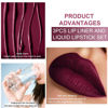 Picture of evpct 3Pcs Dark Deep Red Purple Plum Black Cherry Lip Tint Stain peel off 24 hr Matte Lip Liner and Lipstick Set for Women Waterproof Long Lasting labiales matte mate larga duracion listip 24 hours
