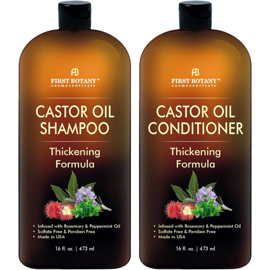 Picture of Castor Oil Shampoo and Conditioner - An Anti Hair Loss Set Thickening formula For Hair Regrowth, Anti Thinning Sulfate Free For Men & Women Anti Dandruff Treatment - 16 oz