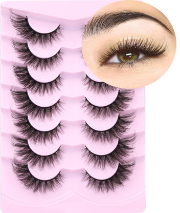 Picture of False Lashes Natural Look Fluffy Faux Mink Eyelashes Wispy Fox Eye Lashes That Look Like Extensions 3D Mink Lashes Natural Strip Lashes Pack by Kiromiro