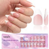 Picture of Canvalite French Tip Press on Nails Gel Nail Tips - 300Pcs Pre-Colored Quick and Easy Press on Nails Almond Fake Nails with Designs DIY Nail Extensions Valentines Day Gifts for Her, Pink White