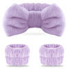 Picture of WSYUB Spa headband, Wristbands, Headband for Washing Face, 2pcs Wristlets for Sleeves Dry, Make up Headband,Purple