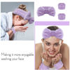 Picture of WSYUB Spa headband, Wristbands, Headband for Washing Face, 2pcs Wristlets for Sleeves Dry, Make up Headband,Purple