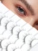 Picture of Natural Lashes Short Eyelashes Wispy Natural Lashes Thin Band Strip Lashes 10MM Short Eyelashes Natural Look 3D Volume Lashes 7 Pair Fake Lashes Siligli