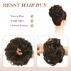 Picture of FESHFEN Messy Hair Bun Hair Pieces Elastic Wavy Curly Hair Bun Scrunchies Extensions Synthetic Chignon Hairpieces for Women Girls, Golden Brown 1 PCS