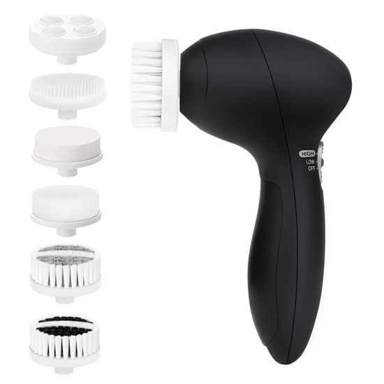 Picture of Facial Cleansing Brush Face Scrubber: CLSEVXY Electric Face Spin Cleanser Brushes with 6 Brush Heads for Deep Cleansing, Gentle Exfoliating, Removing Blackhead, Massaging