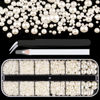 Picture of Belleboost Flat Back Pearls Kits 1 Box of Flatback Beige Half Round Pearls with Pickup Pencil And Tweezer for Home DIY And Professional Nail Art, Face Makeup And Craft