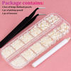 Picture of Belleboost Flat Back Pearls Kits 1 Box of Flatback Beige Half Round Pearls with Pickup Pencil And Tweezer for Home DIY And Professional Nail Art, Face Makeup And Craft