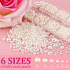 Picture of Belleboost Flat Back Pearls Kits 1 Box of Flatback Beige Half Round Pearls with Pickup Pencil And Tweezer for Home DIY And Professional Nail Art, Face Makeup And Craft