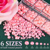Picture of Belleboost Flat Back Pearls Kits 3 Boxes of Flatback Pink Half Round Pearls with Pickup Pencil and Tweezer for Home DIY and Professional Nail Art, Face Makeup and Craft
