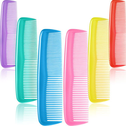 Picture of Leinuosen 12 Pieces Hair Combs Set Pocket Plastic Fine Tooth Dressing Comb for Women and Men, Peines Para Cabello(Yellow, Purple, Green, Blue, Red, Pink)