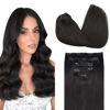Picture of DOORES Hair Extensions Clip in Human Hair, 80g 5pcs Natural Black 20 Inch Clip in Human Hair Extensions Natural Hair Extensions Straight