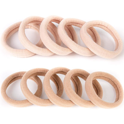 Picture of BAOLI 100PCS Brown Hair Ties for Women, Soft Blonde Hair Ponytail Holders, Thick Pony Tails Hair Ties No Damage, Seamless Hair Bands Elastic Holders for Heavy Hair, 2 Inch in Diameter