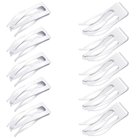 Picture of Chinco 24 Pieces Double Grip Hair Clips Metal Snap Hair Clips Women Hair Barrettes for Hair Making, Salon Supplies (White, 2 Inch)