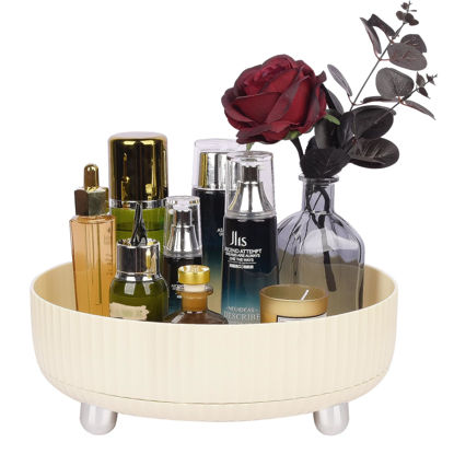 Picture of Anyoifax Makeup Perfume Organizer Tray 360 Degree Rotating Lazy Susan Skincare Lotion Organizer Spinning Cosmetics Storage for Dresser, Vanity, Bathroom Countertop, Large Beige