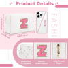 Picture of Small Personalized Initial A-Z Patch Makeup Bag,White Cute PU Leather Glitter Letter Cosmetic Bag for Teen Girls,Travel Toiletry Bag with Zipper,Preppy Monogrammed Birthday Gift for Daughter Niece Z