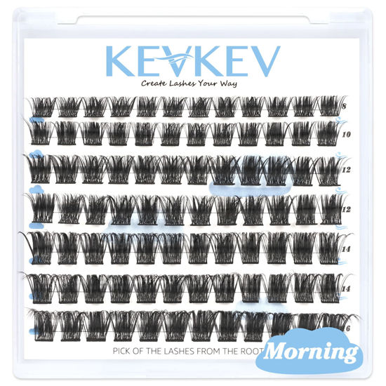 Picture of Lash Clusters 84 Pcs Cluster Lashes Eyelash Clusters DIY Cluster Eyelash Extensions Individual Lashes Thin Band & Soft(Morning,D-8-16mix)