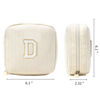 Picture of Cute Pink Initial Make Up Bag Travelling, Personalized Makeup Bag with Zipper Mini Makeup Pouch Travel Accessories Birthday Gift Friends Female Mom Teacher Sweet Gifts Daughter Gifts (Letter D, Beige)
