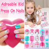 Picture of Kids Press on Nails, Thrilez 144Pcs Girls False Nails Children Artificial Fake Nail Tips Pre Glue Stick on Short Nails Decoration Gift for Kids Teens Girls Age 7 12 (Colorful Days)