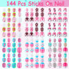 Picture of Kids Press on Nails, Thrilez 144Pcs Girls False Nails Children Artificial Fake Nail Tips Pre Glue Stick on Short Nails Decoration Gift for Kids Teens Girls Age 7 12 (Colorful Days)