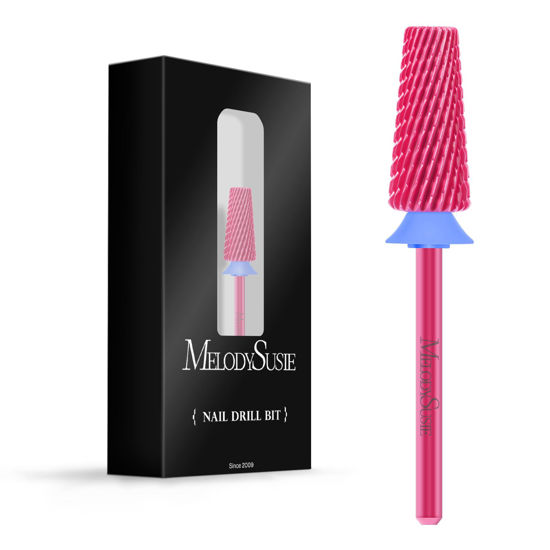Picture of MelodySusie Professional 5 in 1 Nail Drill Bits, 3/32'' Carbide Tungsten Multi-function Bits, Suitable for Manicure Pedicure Cuticle Gel Polishing, Technicians Bits, Pink Blossom, Series Bit-M