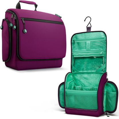 Picture of VENTURE 4TH Hanging Travel Toiletry Bag for Women & Men - Travel Organizer with Expandable Compartments & Removable Clear Pouch for Toiletries (Purple/Mint)