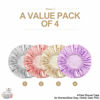 Picture of Shower Cap for Women Reusable Extra Large Shower Caps for Men Satin Double Layer EVA Waterproof Long Hair Caps(Silver Gray, Orchid, Gold, Pink 4 Pack)