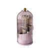 Picture of GAXmi Makeup Brush Holder with Lid Cosmetic Tools Organizer 360 Rotating Waterproof Dustproof Beauty Brushes Storage for Vanity, Pink-Purple