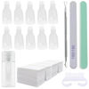 Picture of Ponjowl Gel Nail Polish Remover Kit with 10pcs White Nail Polish Remover Clips Cap, Acetone Nail Dispenser Bottle, Polish Cuticle Pusher, 400 PCS Cotton Pads, Handle Brushes, Nail File, Buffer Block.