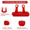 Picture of Face Wash Headband, Palm and Snail Spa Hair Bands Makeup Headbands Women Cartoon Cute Coral Fleece Elastic Headband Creative Hair Accessories for Washing Face Shower Sports Beauty Skincare (Red)