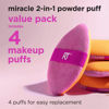 Picture of Real Techniques Miracle 2-In-1 Powder Puff 4 Pack, Dual-Sided, Full Size Makeup Blending Puff, Reversible Elastic Band, Makeup Sponge & Powder Puff, For Liquid, Cream & Powder Products, Cruelty-Free