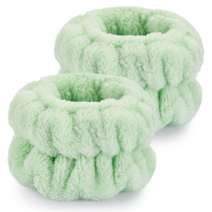 Picture of Dorbetar 2 Pcs Wrist Bands for Washing Face, Microfiber Wrist Towels for Washing Face, Spa Wristbands for Washing Face, Face Wash Wristbands, Arm Bands for Washing Face for Woman and Children（Green）